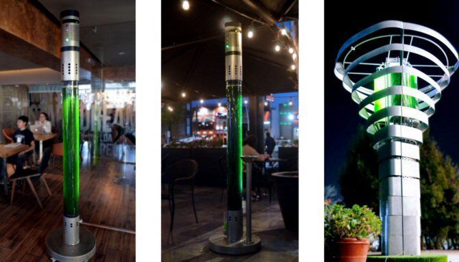 Torres con microalgas filtran el aire como lo harían 360 árboles