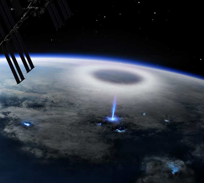 Detectan por primera vez un raro relámpago azul desde su génesis, propagándose por la estratosfera