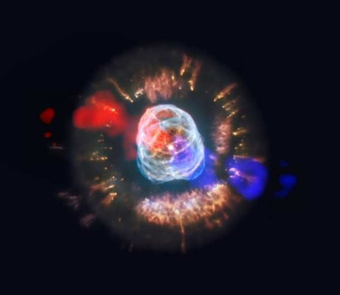 Observan por vez primera un chorro de gas emergiendo del sol central de una nebulosa planetaria