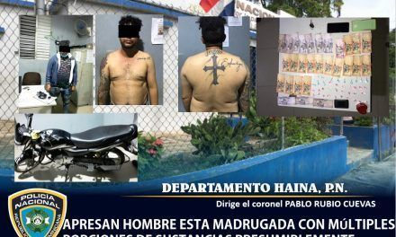 fue apresado esta madrugada y conducido a esta casa de guardia, P.N., Haina, el nombrado HAMLET CHAMIL TEJEDA OVALLE (A) LA PELCHA, de 37 años.