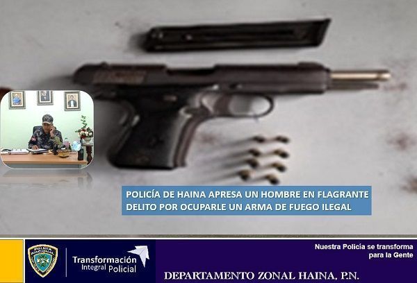 Policía de Haina apresa un hombre en flagrante delito por ocuparle un arma de fuego ilegal
