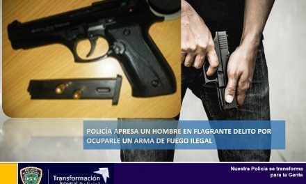 Policía de Bani apresa un hombre en flagrante delito por ocuparle un arma de fuego ilegal
