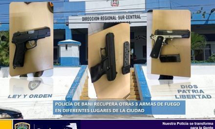 Policía recupera otras tres armas de fuego en diferentes puntos de Bani