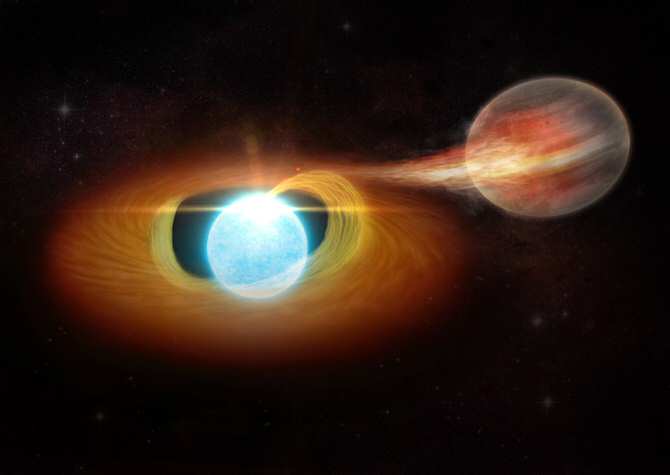 Planeta siendo destruido por una estrella enana blanca