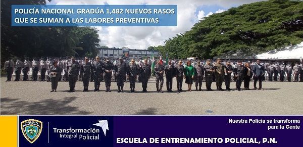 Policía Nacional gradúa 1,482 nuevos rasos que se suman a las labores preventivas