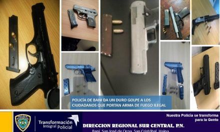 Policía de Baní da un duro golpe a los ciudadanos que portan arma de fuego ilegal, retira 7 armas más una escopeta