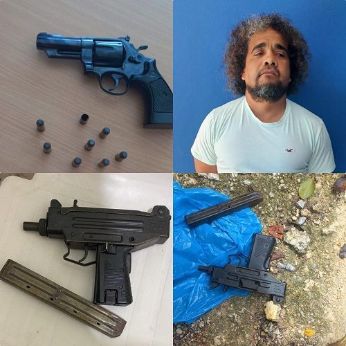 Policía apresa a un hombre durante operativo, le ocupa metralleta UZI y un revólver