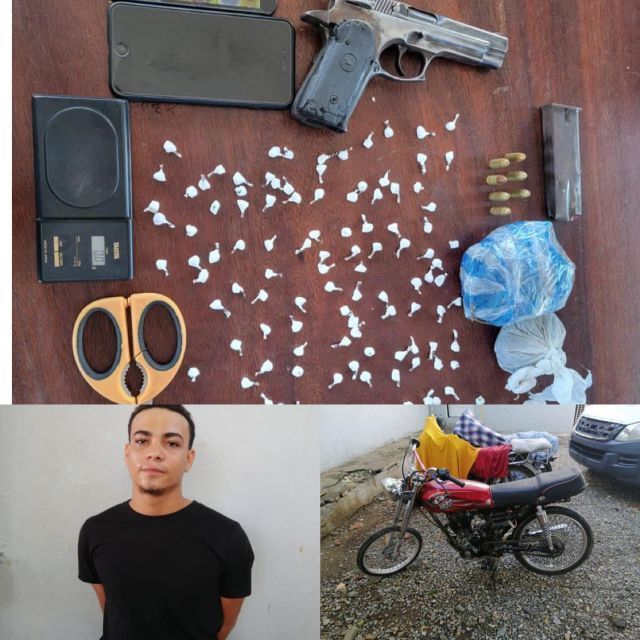 Apresan en Esperanza presunto vendedor de drogas con pistola ilegal y varias porciones