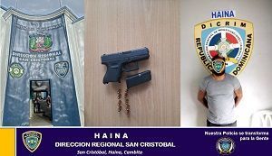 Policía Nacional ocupa Glock a hombre durante requisa al vehículo en que se desplazaba en Haina