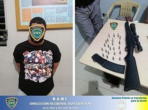 Policía de Baní apresa hombre portaba en una pasola fusil semiautomático en sus manos de manera ilegal