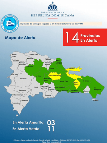 Elevan a 14 las provincias en alerta por lluvias