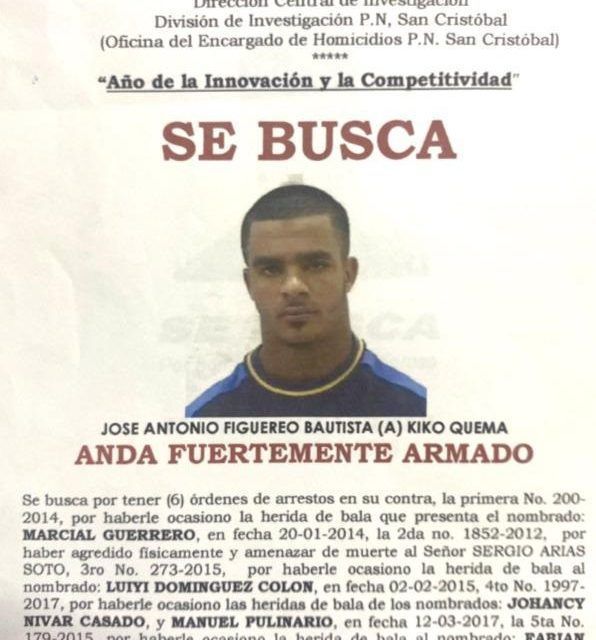 Policía Nacional intensifica búsqueda de José Antonio Figuereo Bautista (a) Kiko Quema por múltiples órdenes de arresto