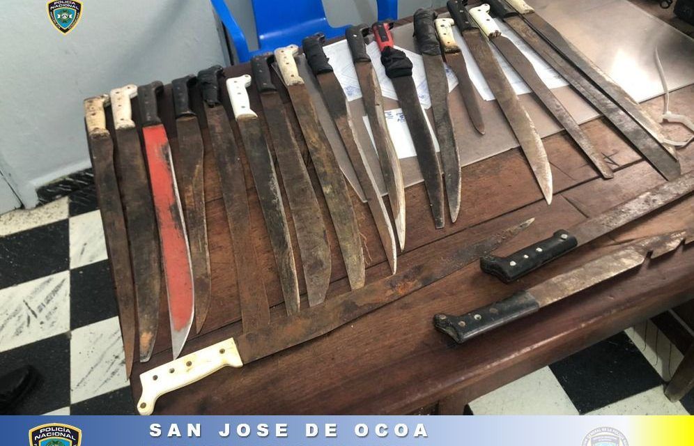 Incautación de 24 armas blancas en operativos simultáneos en la provincia de Ocoa