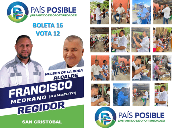 Candidato a regidor Francisco Medrano de País Posible, promete legislar para la transformación de municipio San Cristóbal en una ciudad Solidaria