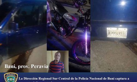 La Dirección Regional Sur Central de la Policía Nacional de Baní captura a presunto delincuente durante operativo