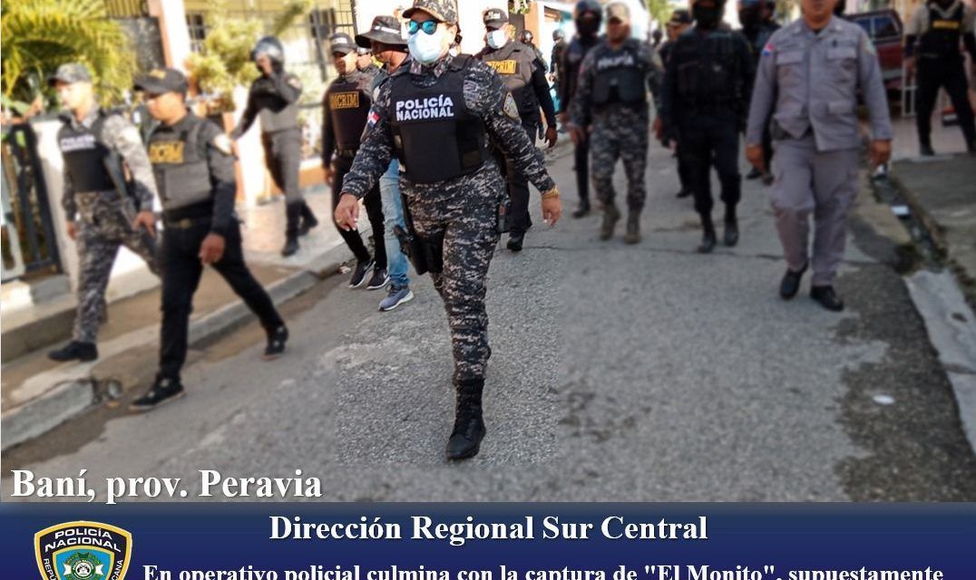 Dirección Regional Sur Central en operativo policial culmina con la captura de «El Monito», supuestamente por homicidio, despojo de cadena y celular en Baní