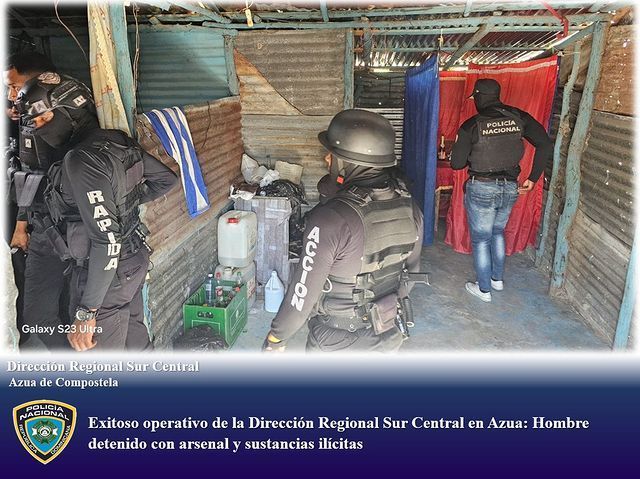 Exitoso operativo de la Dirección Regional Sur Central en Azua: Hombre detenido con arsenal y sustancias ilícitas