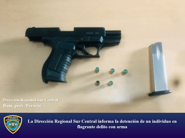 La Dirección Regional Sur Central informa la detención de un individuo en flagrante delito con arma