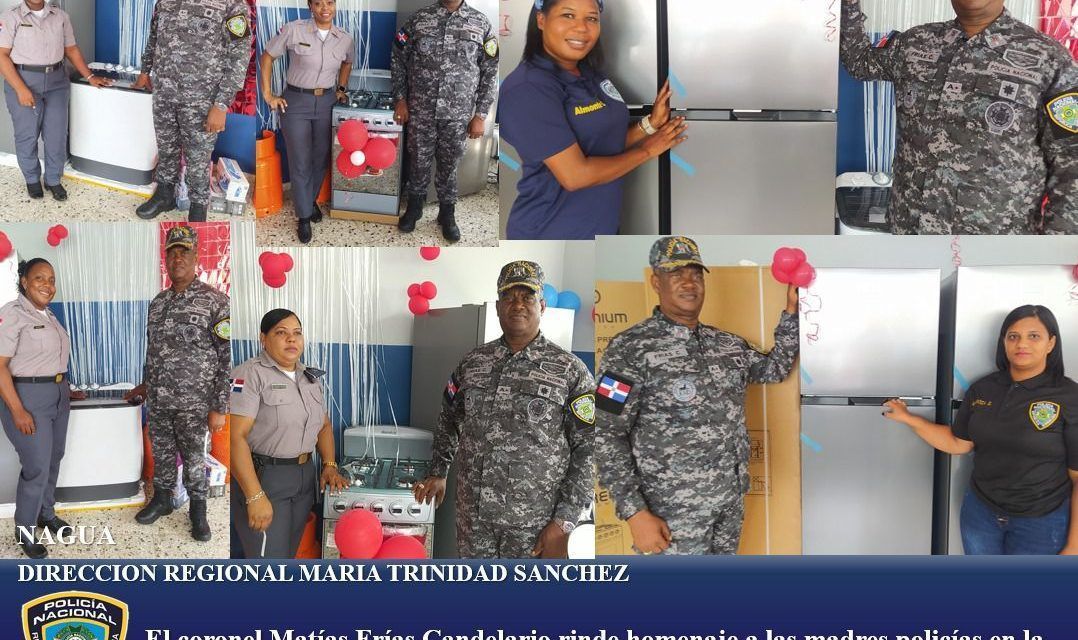 El coronel Matías Frías Candelario rinde homenaje a las madres policías en la Dirección Regional María Trinidad Sánchez