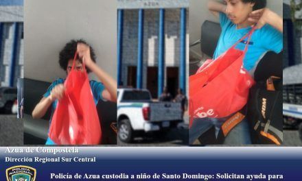 Policía de Azua custodia a niño de Santo Domingo: Solicitan ayuda para reunirlo con su familia