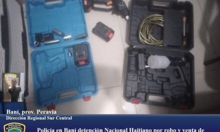 Policía en Baní detención Nacional Haitiano por robo y venta de equipos de Bomberos por 400 pesos dominicanos