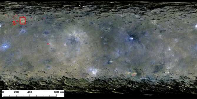 Extraña concentración de materia orgánica en una zona de Ceres