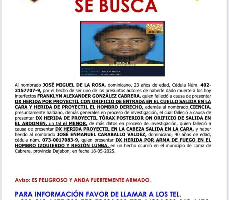Policía Nacional intensifica persecución contra autores de quíntuple homicidio vinculado a punto de drogas en Loma de Cabrera, Dajabón