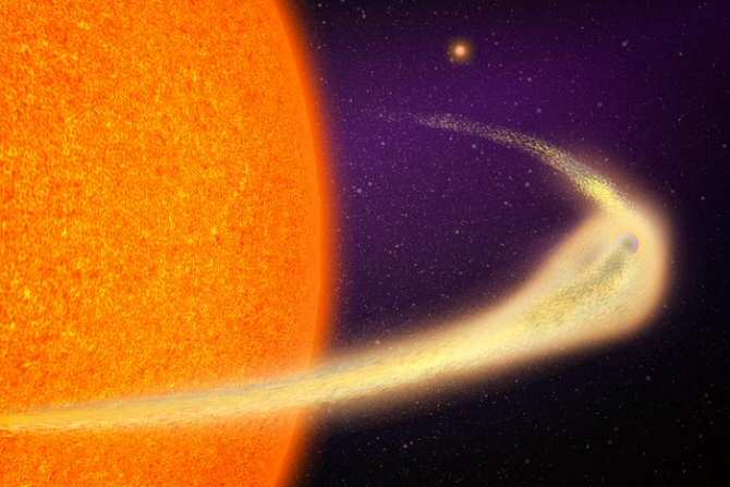 Planeta con una gran cola cometaria