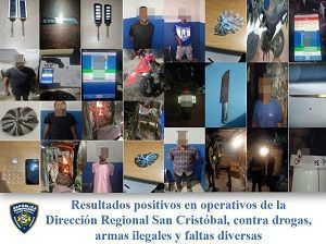 Resultados positivos en operativos de la Dirección Regional San Cristóbal, contra drogas, armas ilegales y faltas diversas