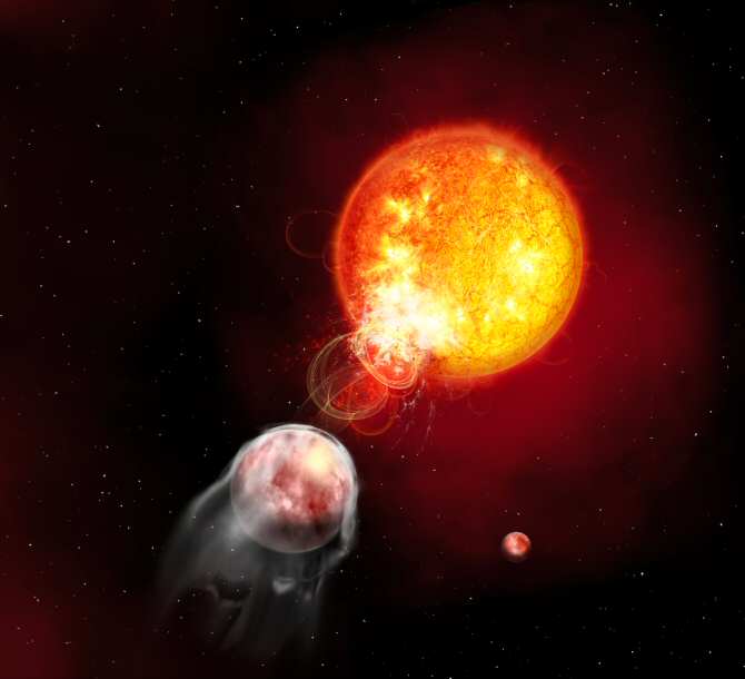 Un planeta provoca erupciones solares en su estrella