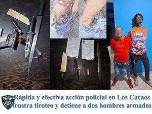 Rápida y efectiva acción policial en Los Cacaos frustra tiroteo y detiene a dos hombres armados