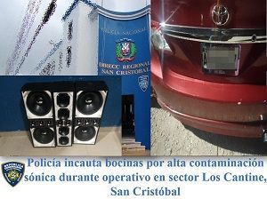 Policía incauta bocinas por alta contaminación sónica durante operativo en sector Los Cantine, San Cristóbal