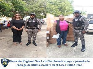 Dirección Regional San Cristóbal brinda apoyo a jornada de entrega de útiles escolares en el Liceo Julio César
