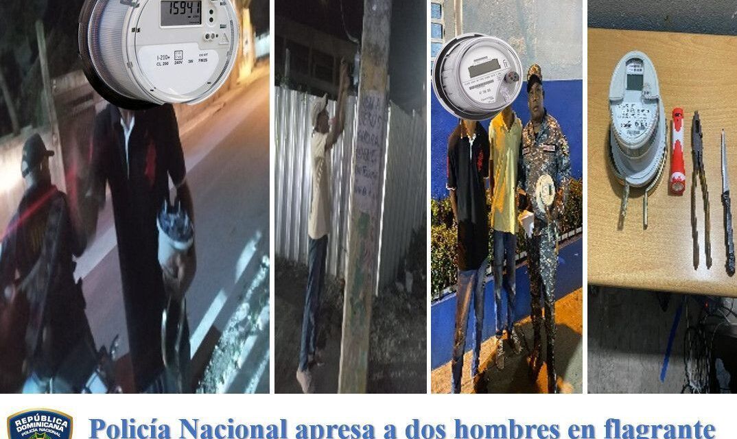 Policía Nacional apresa a dos hombres en flagrante delito con contador eléctrico y arma blanca