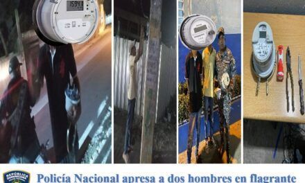 Policía Nacional apresa a dos hombres en flagrante delito con contador eléctrico y arma blanca