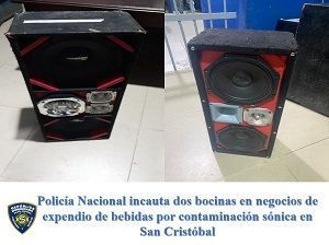 Policía Nacional incauta dos bocinas en negocios de expendio de bebidas por contaminación sónica en San Cristóbal