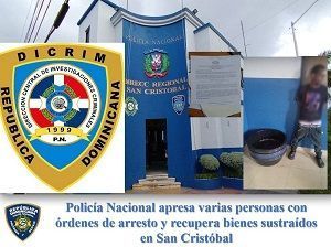 Policía Nacional apresa varias personas con órdenes de arresto y recupera bienes sustraídos en San Cristóbal