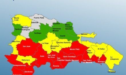 El COE coloca 12 provincias y al Distrito Nacional en alerta roja, 10 en amarilla y aumenta 06 en verde