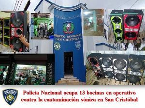 Policía Nacional ocupa 13 bocinas en operativo contra la contaminación sónica en San Cristóbal