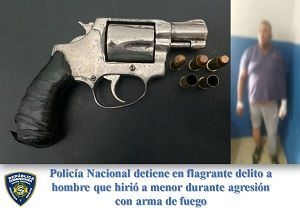 Policía Nacional detiene en flagrante delito a hombre que hirió a menor durante agresión con arma de fuego