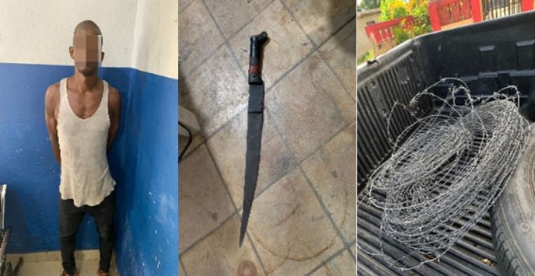 Policía Nacional apresa hombre en flagrante delito tras sustraer rollo de alambre en Hato Damas