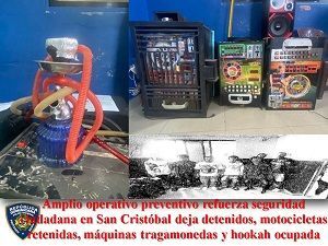 Amplio operativo preventivo refuerza seguridad ciudadana en San Cristóbal deja detenidos, motocicletas retenidas, máquinas tragamonedas y hookah ocupada