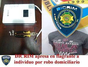 DICRIM apresa en flagrante a individuo por robo domiciliario, reafirmando compromiso policial con seguridad ciudadana