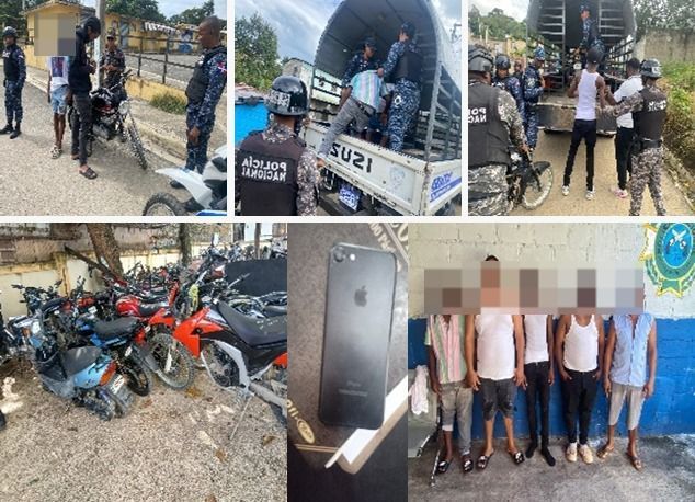 Operativo preventivo en Canastica deja detenidos, motocicletas retenidas y ocupación de evidencias policiales diversas