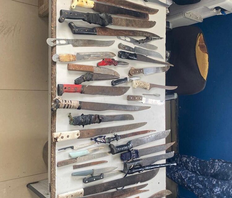 Policía Nacional recolecta armas blancas en Haina para fortalecer seguridad ciudadana preventiva