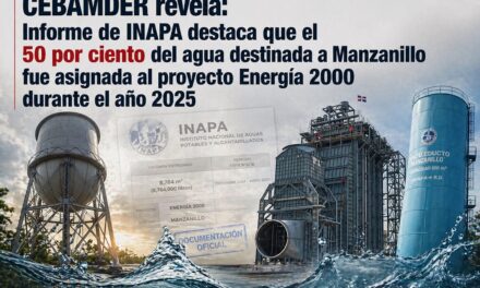 CEBAMDER revela: Informe de INAPA destaca que el 50 por ciento del agua destinada a Manzanillo fue asignada al proyecto Energía 2000 durante el año 2025