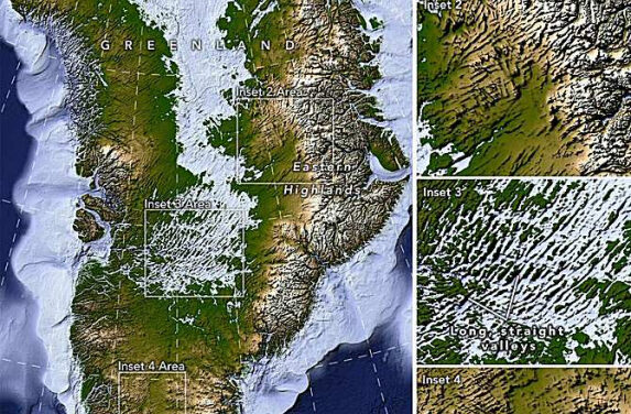 La geografía oculta baja el hielo de Groenlandia