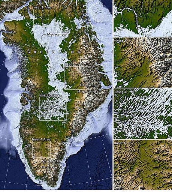La geografía oculta baja el hielo de Groenlandia